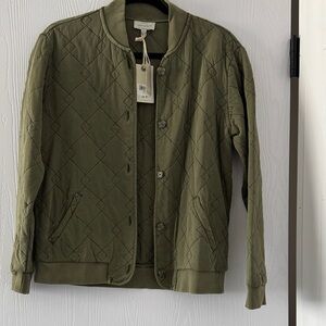 Lucky Brand Olive Green Quilted Bomber Jacket
